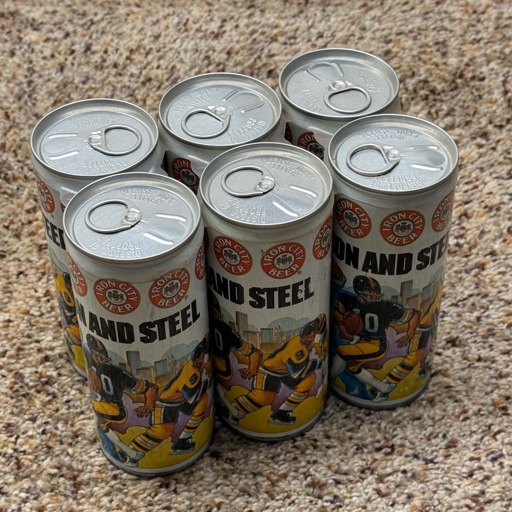 Vintage Iron City Beer Iron and Steel Cans 16oz Pittsburgh Sports Set of 6